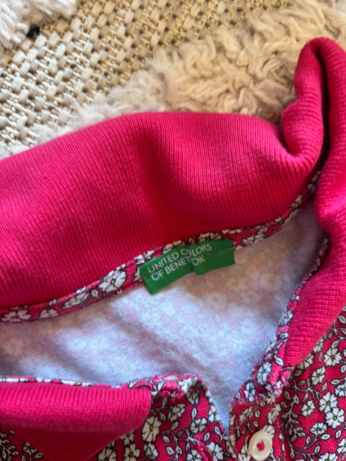 Polo floral Benetton para mujer – Talla L – Rosa fucsia – Muy buen estado – photo 5